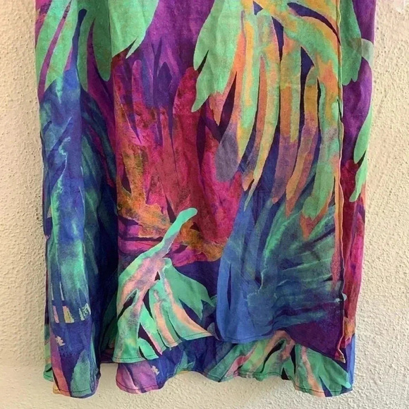 Soft Surroundings Reethi Bay Tropical Palms Colorful Faux Wrap Maxi Skirt PM - Picture 4 of 9